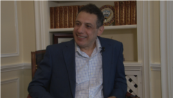 FILE - Lebanese internet freedom activist and U.S. permanent resident Nizar Zakka speaks to VOA Persian at his home in Washington, June 24, 2019.