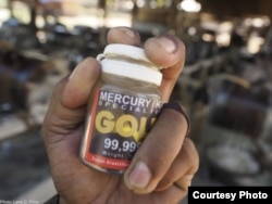 Bottles of mercury are sold in many small-scale gold mining communities. Credit Larry C. Price
