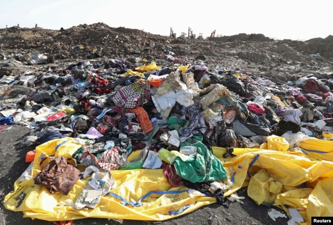 Clothing and personal effects from passengers are seen near the wreckage at the scene of the Ethiopian Airlines Flight ET 302 plane crash, near the town of Bishoftu, southeast of Addis Ababa, March 11, 2019.