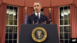 바락 오바마 미국 대통령이 6일 백악관 집무실에서 미국이 처한 테러 위협과 대응 방안에 관한 대국민 연설을 했다.