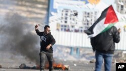 Accrochages entre soldats israéliens et manifestants palestiniens, Ramallah, Cisjordanie, le 2 février 2018.
