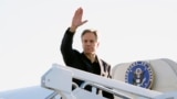 FILE—Secretary of State Antony Blinken waves as he boards a plane, April 23, 2024, at Andrews Air Force Base, Md., en route to China.