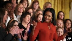 Michelle Obama gives her final speech as first lady at the 2017 School Counselor of the Year ceremony in the East Room of the White House in Washington, D.C., Jan. 6, 2017. 