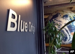 The lobby of space venture Blue Origin features a replica of the Earth, March 8, 2016, in Kent, Washington.