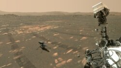 NASA’s Perseverance Mars rover took a 'selfie' with the Ingenuity helicopter, seen here about 13 feet (3.9 meters) from the rover. This image was taken by the WASTON camera on the rover’s robotic arm on April 6, 2021, the 46th Martian day.