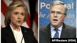 Democratic presidential candidate Hillary Clinton, left, and Republican presidential candidate Jeb Bush.