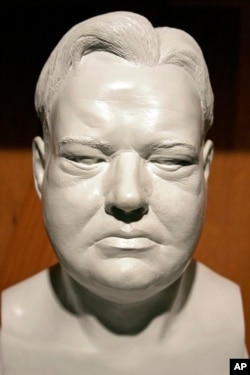 FILE - A bust of President Herbert Hoover sits on display at the Herbert Hoover Presidential Library and Museum in West Branch, Iowa.