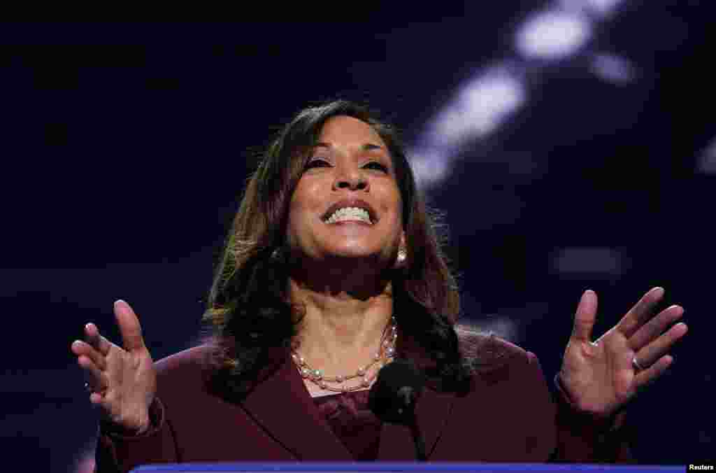 U.S. Senator Kamala Harris (D-CA) accepts the Democratic vice presidential nomination during an acceptance speech delivered for the largely virtual 2020 Democratic National Convention, at the Chase Center in Wilmington, Delaware, Aug. 19, 2020.