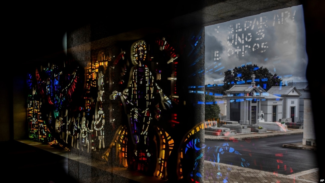 FILE - A view inside Franco's family tomb in Mingorrubio's cemetery, outskirts of Madrid, April 5, 2019. 