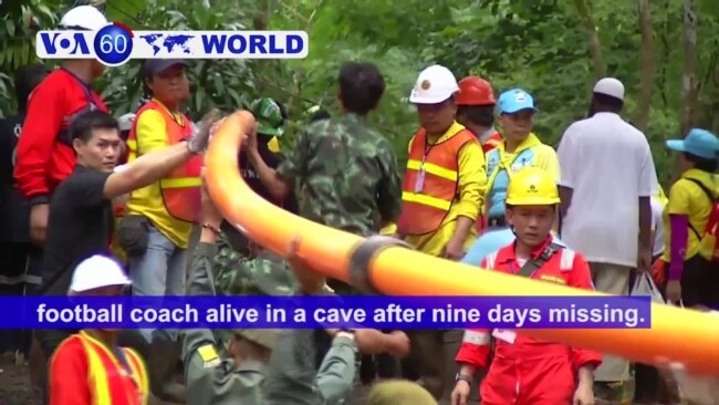 VOA60 World- Thai navy find youth soccer team trapped in cave alive after nine days