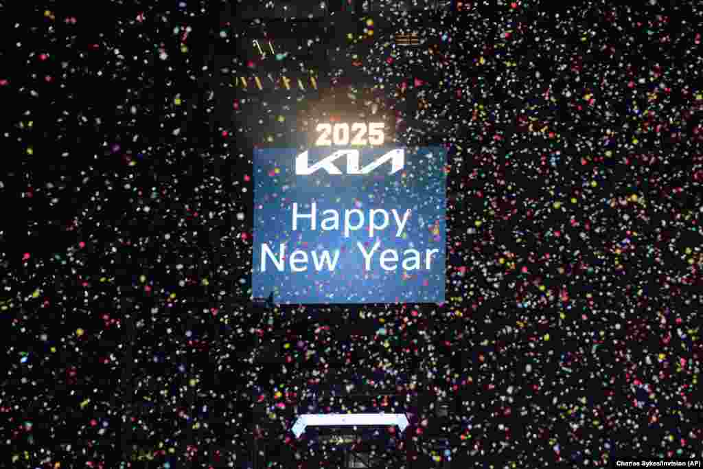 Times Square is seen during the New Year's Eve celebration, Jan. 1, 2025, in New York. 