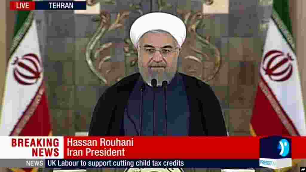 Shugaban Iran Hassan Rouhani a Tehran, Yuli 14, 2015.