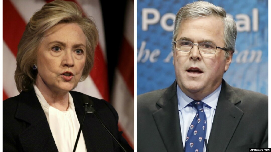 Kandidat Capres dari partai Demokrat Hillary Clinton, (kiri) dan partai Republik, Jeb Bush (Foto: dok).