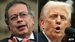 Kombinasi foto: Presiden Kolombia Gustavo Petro (kiri) dan Presiden AS Donald Trump 