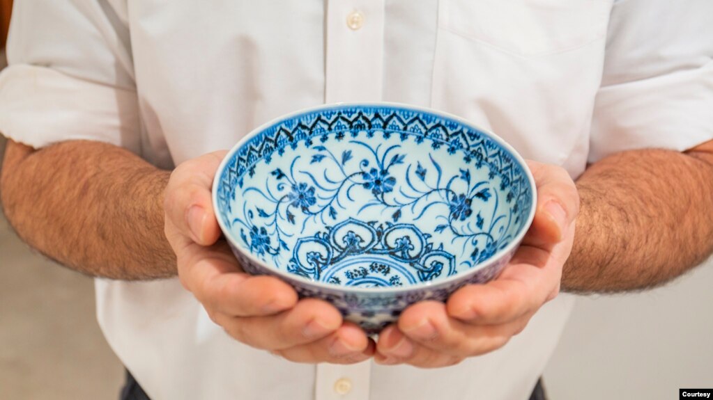 This photo shows a small porcelain bowl bought for $35 at a Connecticut yard sale that turned out to be a rare Chinese artifact worth between $300,000 and $500,000. The bowl will be offered in Sotheby's Auction on March 17. (Courtesy Sotheby's)