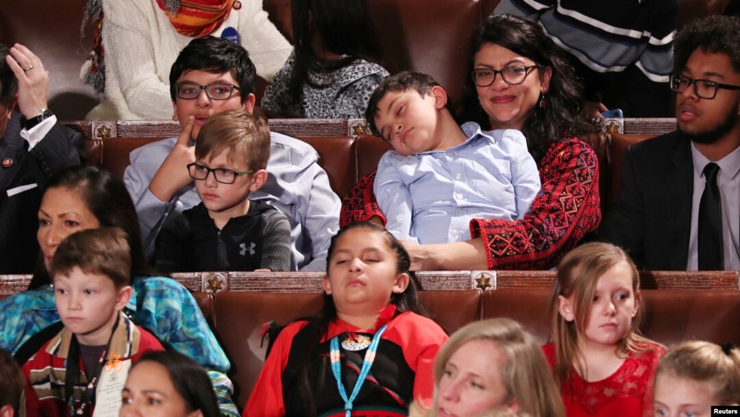 Tlaib di hari pertamanya sebagai anggota DPR.