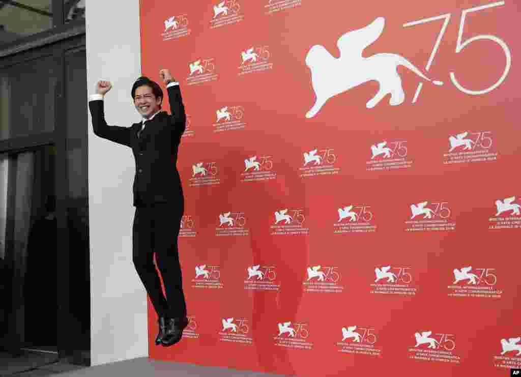 Actor Ryusei Maeda poses for photographers at the photo call for the film 'Killing' at the 75th edition of the Venice Film Festival in Venice.