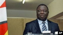 Zimbabwe's Prime Minister Morgan Tsvangirai gives a press conference in Harare to announce the reshuffling of ministers belonging to The Movement for Democratic Change (MDC) party, 23 Jun 2010