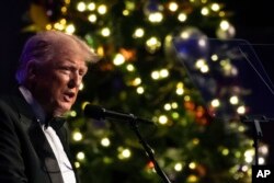 Mantan Presiden Donald Trump berbicara pada acara tahunan New York Young Republican Club di Cipriani Wall Street, Sabtu, 9 Desember 2023. (AP Photo/Yuki Iwamura)