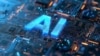 motherboard with ai written on it. Concept AI (Artificial Intelligence) technology, chip IC on PCB, PCB circuit board, microprocessor.