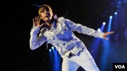 El cantante Justin Bieber en una actuación en Madison Square Garden, Nueva York.