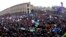 Demonstrators gather during a rally in downtown Kyiv, Ukraine, Dec. 1, 2013. 