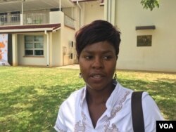 Kumbirai Kahiya, the director of Girls and Women Empowerment Network of Zimbabwe says laws alone means nothing, the government through the police to ensure the anti child marriages law is enforced, Harare, Zimbabwe, Nov. 2016. (S.Mhofu/VOA)