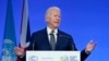 Presiden Amerika Serikat Joe Biden menyampaikan sambutan pada KTT Iklim (COP26) di Glasgow, Skotlandia, 1 November 2021. (AP Photo/Evan Vucci)