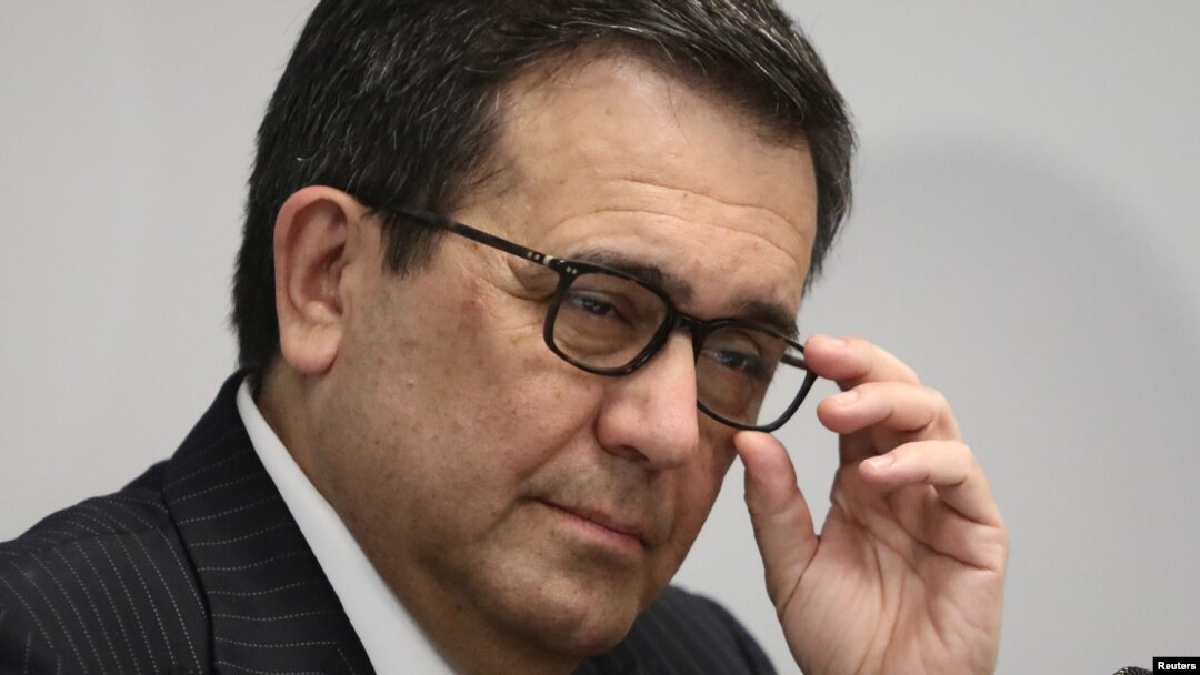 Menteri Ekonomi Meksiko, Ildefonso Guajardo, memberi isyarat saat konferensi pers di Mexico City, Meksiko, 8 Mei 2017 (foto: REUTERS/Edgard Garrido)