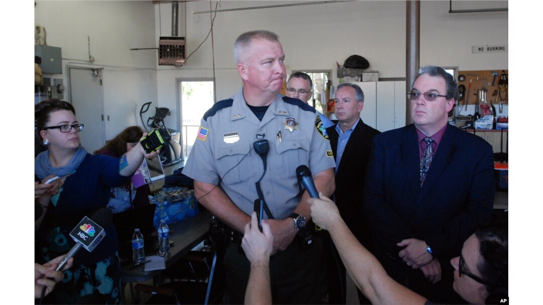 Douglas County Sheriff John Hanlin addresses the media following a deadly shooting at Umpqua Community College in Roseburg, Ore., Thursday, Oct. 1, 2015.