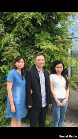 Ông Nguyễn Văn Đài, bà Vũ Minh Khánh (bên trái) và bà Lê Thu Hà, ngày 8/6/2018 tại Đức. Ảnh Facebook Vũ Minh Khánh.