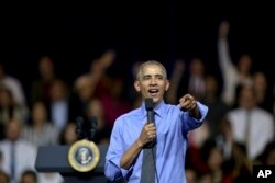 U.S. President Barack Obama speaks at a town hall with Young Leaders of the Americas Initiative (YLAI) in Lima, Peru, Nov. 19, 2016.