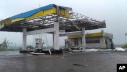 A fuel station was destroyed by Cyclone Fani after its landfall on the outskirts of Puri, in the Indian state of Odisha, May 3, 2019.