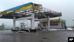 A fuel station was destroyed by Cyclone Fani after its landfall on the outskirts of Puri, in the Indian state of Odisha, May 3, 2019.