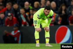 Soccer Football - Champions League Semi Final Second Leg - Liverpool v FC Barcelona - Anfield, Liverpool, Britain - May 7, 2019 Barcelona's Lionel Messi looks dejected REUTERS/Phil Noble - RC1D2B0905F0