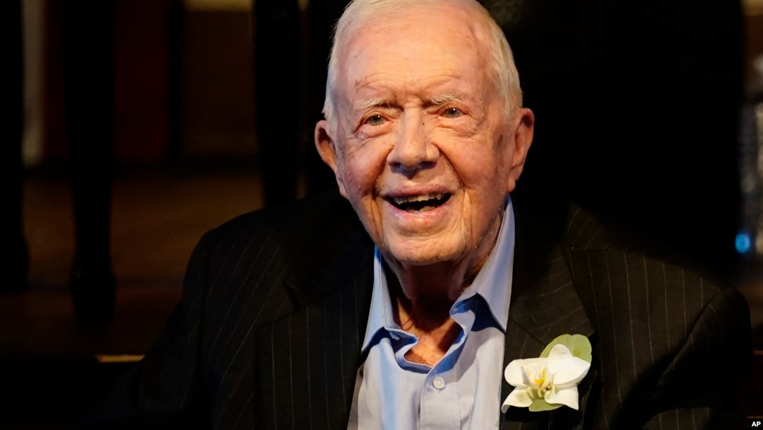 FILE - Former President Jimmy Carter is shown during a reception to celebrate their 7th anniversary on July 10, 2021, in Plains, Georgia..