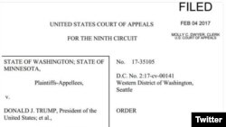 La Fiscalía de Washington escribió en su cuenta de Twitter la decisión judicial contra el recurso presentado por Trump.