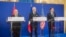AQSh davlat kotibining yordamchisi Entoni Blinken (o'ngda), Fransiya Tashqi ishlar vaziri Loren Fabius (o'rtada) va Iroq Bosh vaziri Haydar Abadiy, Parij, 2-iyun, 2015-yil 