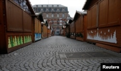 A view shows an empty alley of the traditional Christkindelsmaerik (Christ Child market) closed the day after a shooting in Strasbourg, France, Dec. 12, 2018.