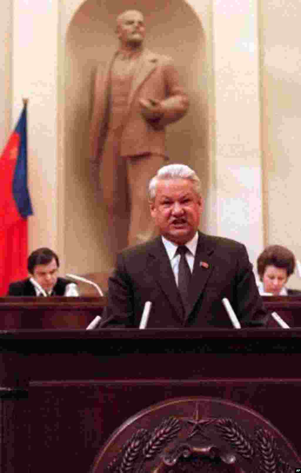 May 29, 1990, Boris Yeltsin is appointed chairman of the Russian Soviet Federated Socialist Republic. He becomes its first popularly elected president a year later. (AP)