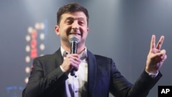 Volodymyr Zelenskiy, Ukrainian actor and candidate in the upcoming presidential election, hosts a comedy show at a concert hall in Brovary, Ukraine, March 29, 2019.