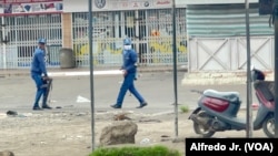 Polícia nas ruas durante protestos convocados por Venâncio Mondlane para este 7 de novembro. Maputo, Moçambique