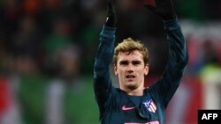 Antoine Griezmann lors du match de l'Atletico Madrid contre le Lokomotiv Moscou, Russie, le 15 mars 2018