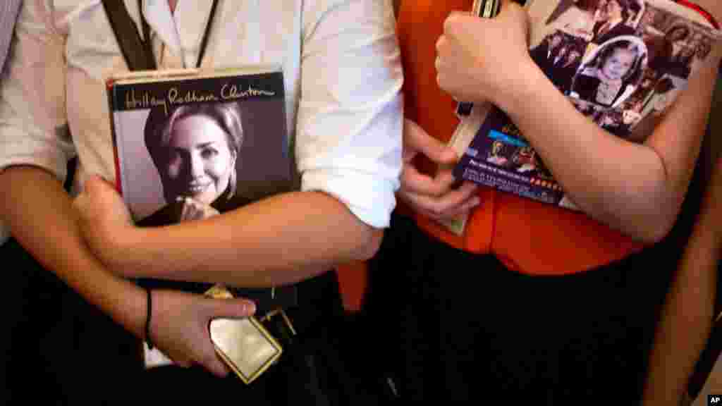 U.S. Embassy Staff wait to meet Secretary Clinton at a hotel in Hanoi, Vietnam, July 11.