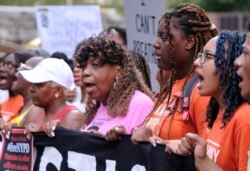 Gwen Carr, mother of Eric Garner rallies on the fifth anniversary of the death of her son Eric Garner, a day after federal prosecutors announced their decision not to prosecute NYPD officer Daniel Pantaleo on charges related to his death, July 17, 2019.