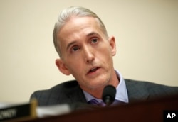 FILE - House Judiciary Committee member Rep. Trey Gowdy, R-S.C., speaks during a House Judiciary hearing on Capitol Hill in Washington, Dec. 7, 2017.