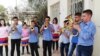 Students practice on instruments donated in Qamishli, Syria, July 2018.