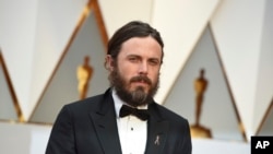 Casey Affleck arrives at the Oscars on Sunday, Feb. 26, 2017, at the Dolby Theatre in Los Angeles.