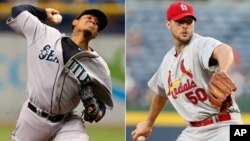 Félix Hernández de los Marineros y Adam Wainwright de los Cardenales se enfrentan en un duelo por la supremacía del béisbol.