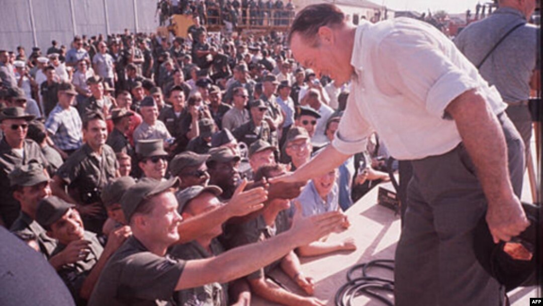 Comedian Bob Hope visits U.S. troops in South Vietnam in 1964